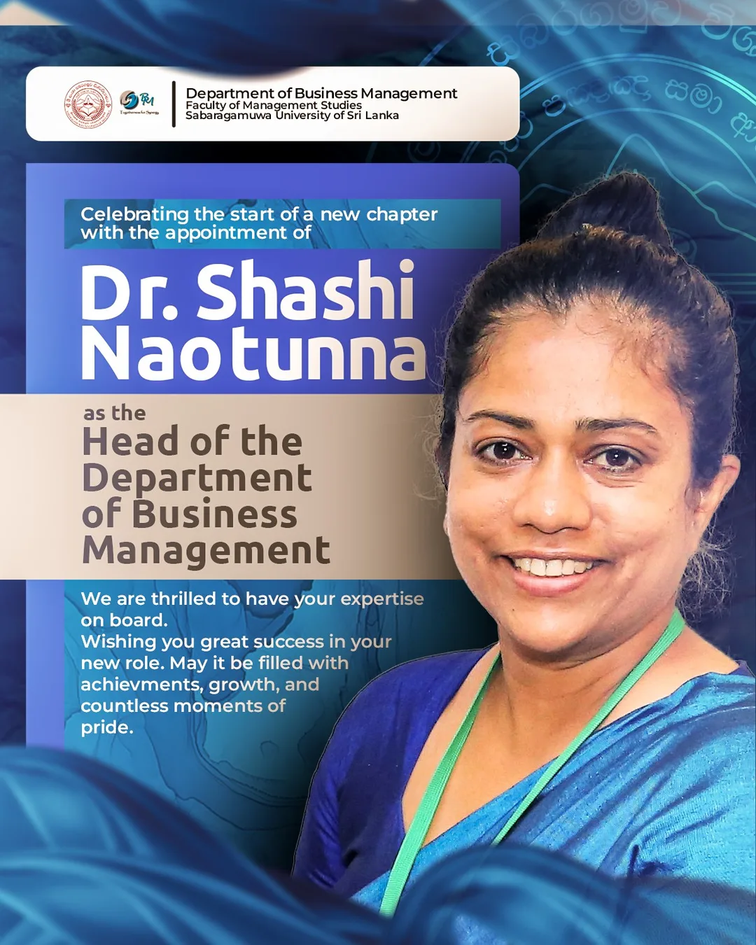 Flyer for Dr. Shashi Naotunna, flyer for Sabra BM - Department of Business Management