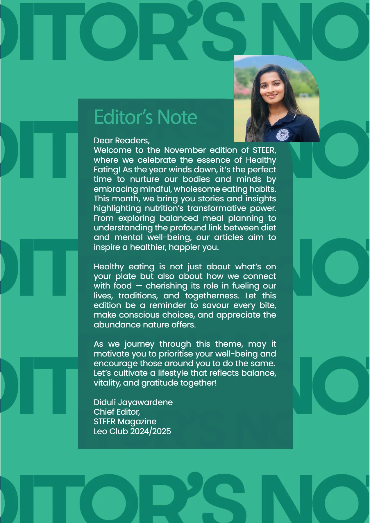 Page 2 of STEER Magazine - November 2024